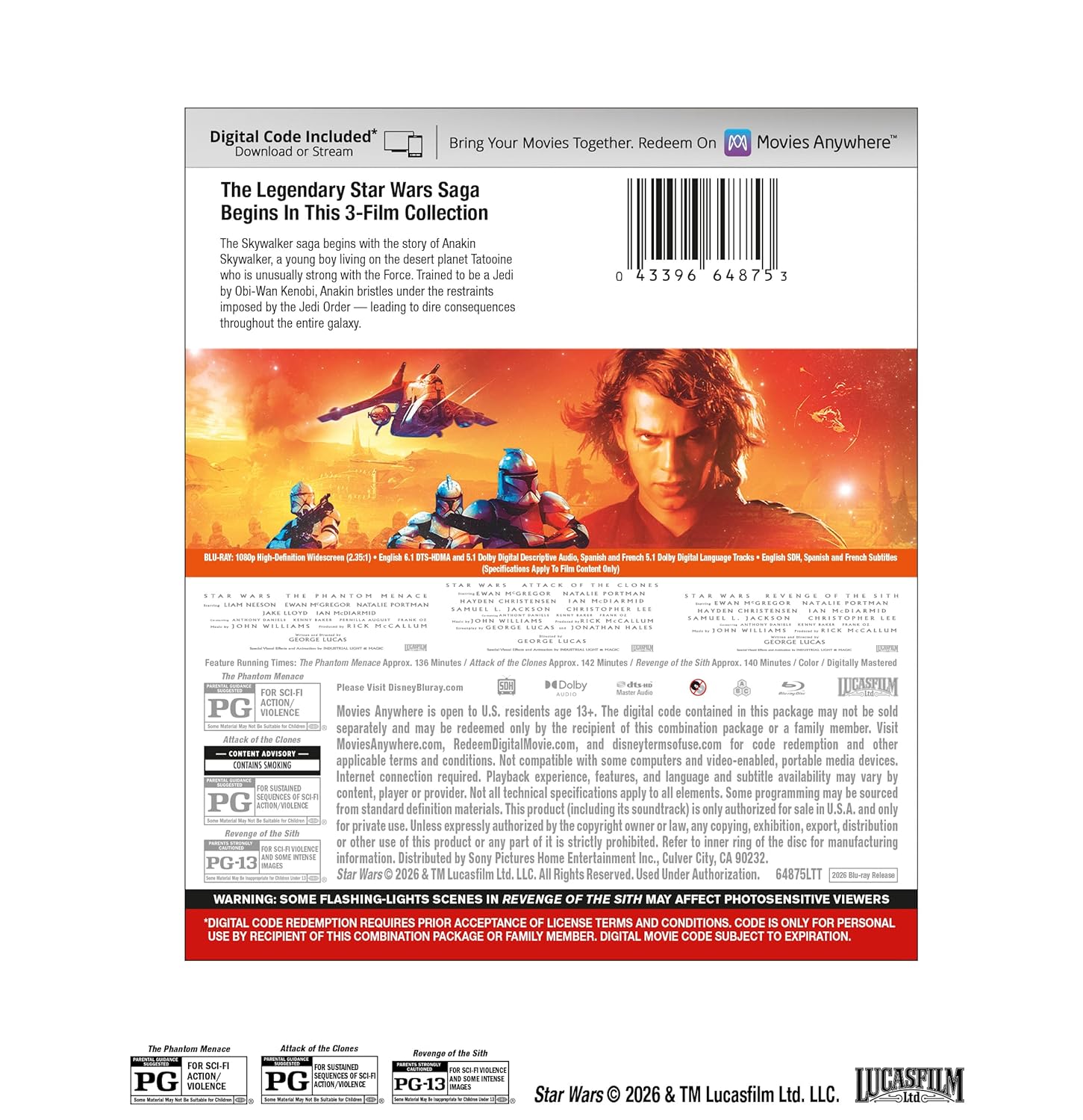 Star Wars: Prequel Trilogy (3 Discs) - Blu-Ray + Digital