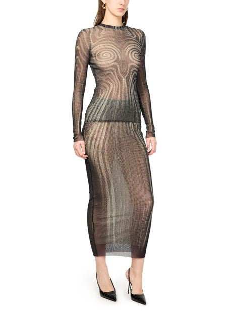 JEAN PAUL GAULTIER Spiral printed mesh long sleeves top - Image 2