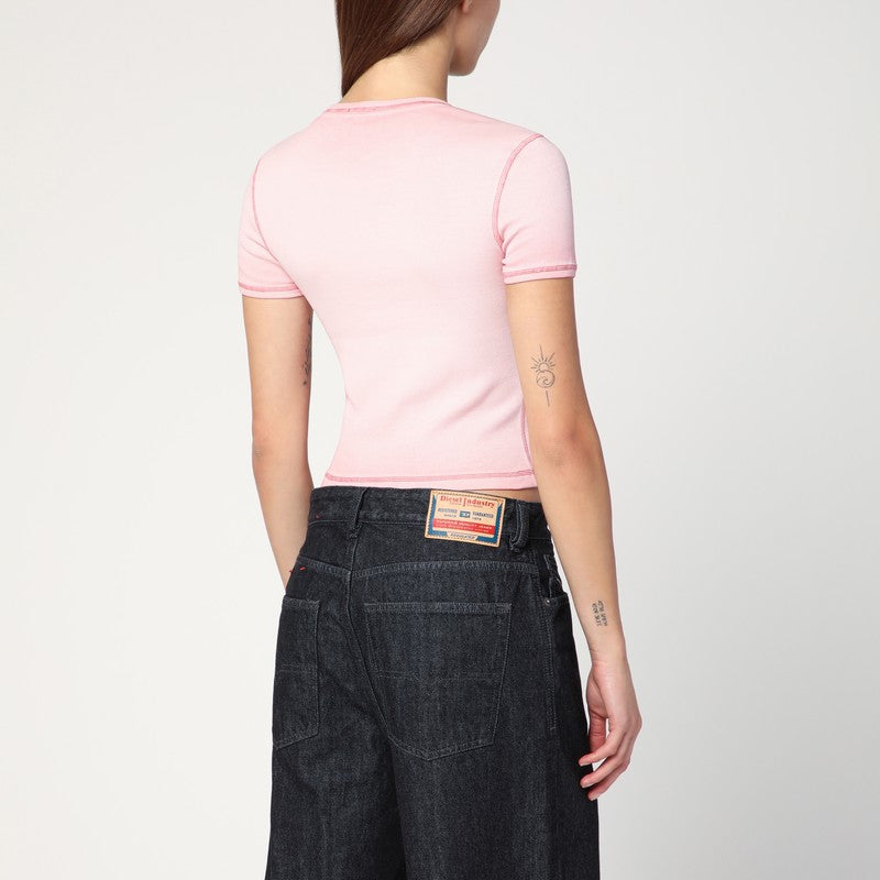 Diesel パウダーピンクのストレッチコットンのディーゼルTエレトシャツ - Image 2
