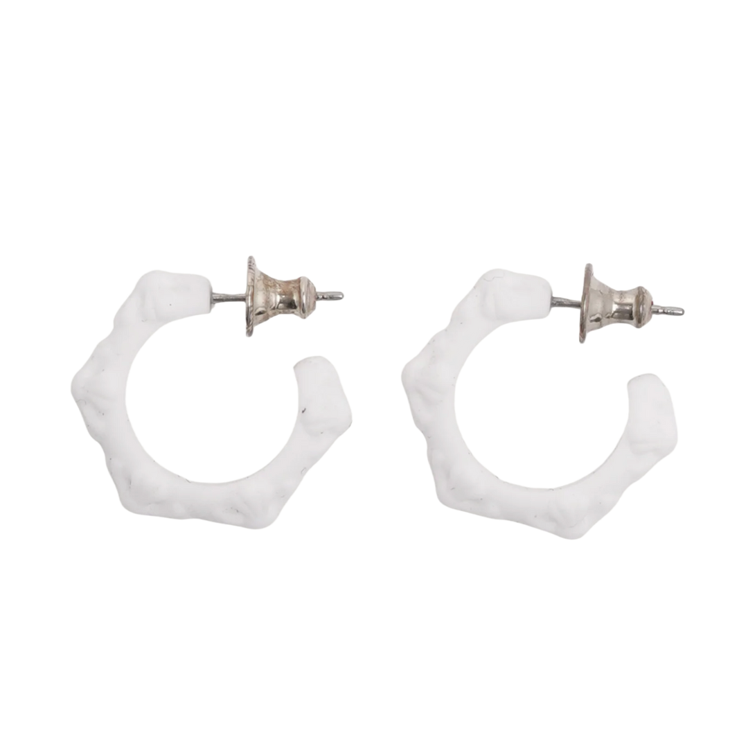 CHROME HEARTS 'WHITE SILICONE' HOOP EARRINGS 2 PAIR