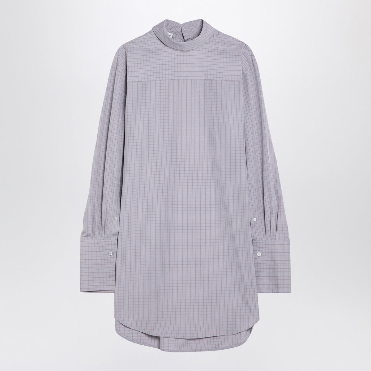 Monot Dries Van Noten Light Blue Checked Popeline Turtleneckシャツ - Image 2