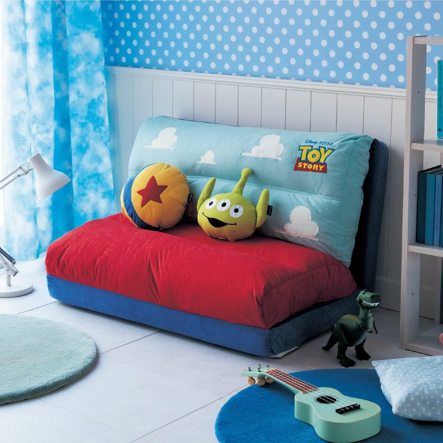 BELLE MAISON Disney Sofa Bed 4-Way Motif-Shaped Cushion with Blanket, Toy Story Sofa Bed