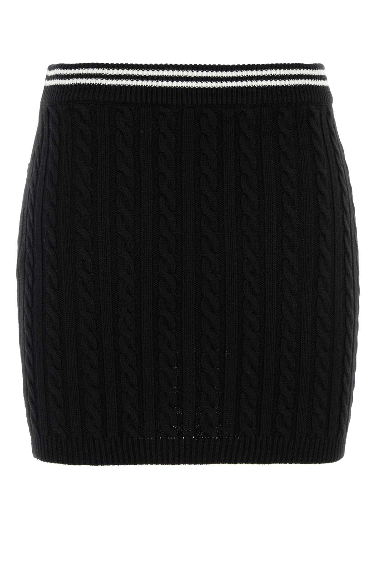 Alessandra Rich アレッサンドラリッチブラックコットンミニスカート - Image 2