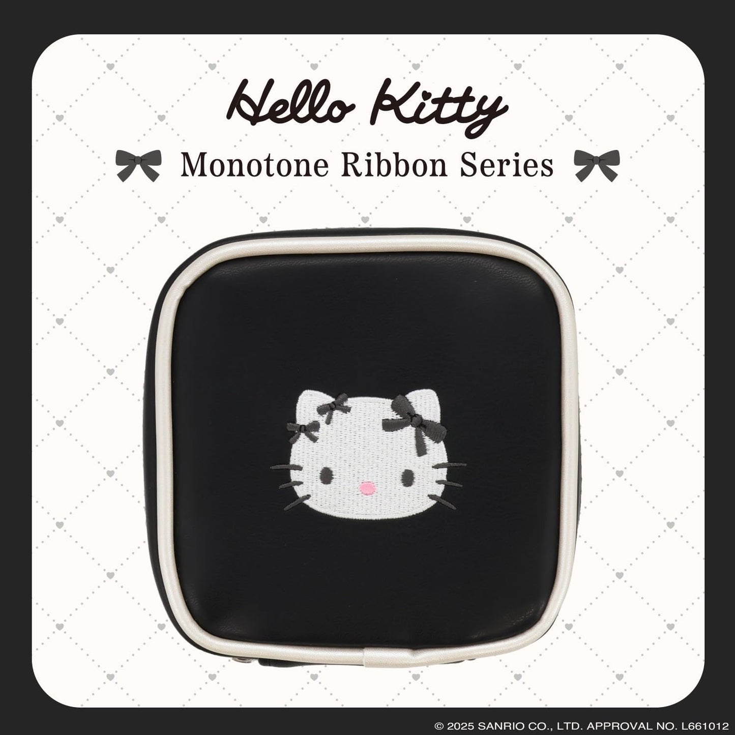 Shobido KT38659 Hello Kitty Square Pouch < Black > Monotone Ribbon Series Sanrio