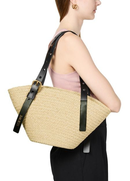 LOEWE Punch Hole small basket in raffia and calfskin - Image 2
