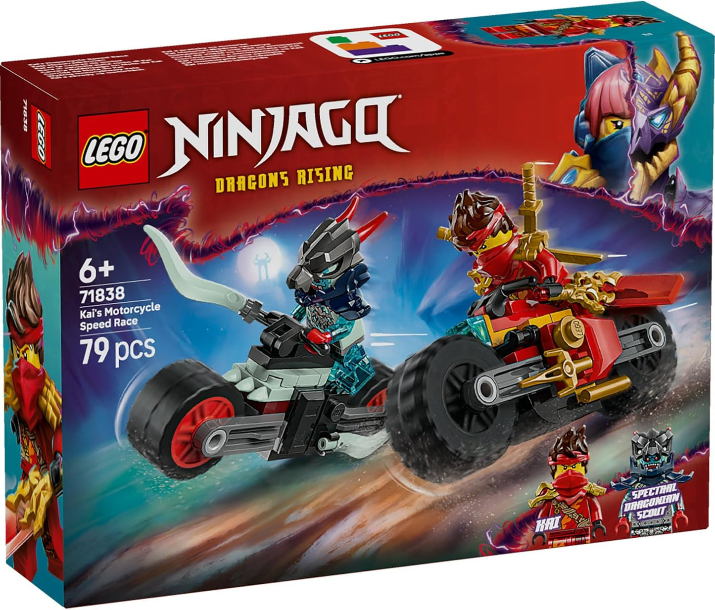 LEGO 71838 Ninjago Kai's Speed Bike Race Toy Birthday Gift Blocks Educational Boys Girls Children 6 Years 7 Years 8 9 Years Old Vehicle Bike Competition Robot Mother Father