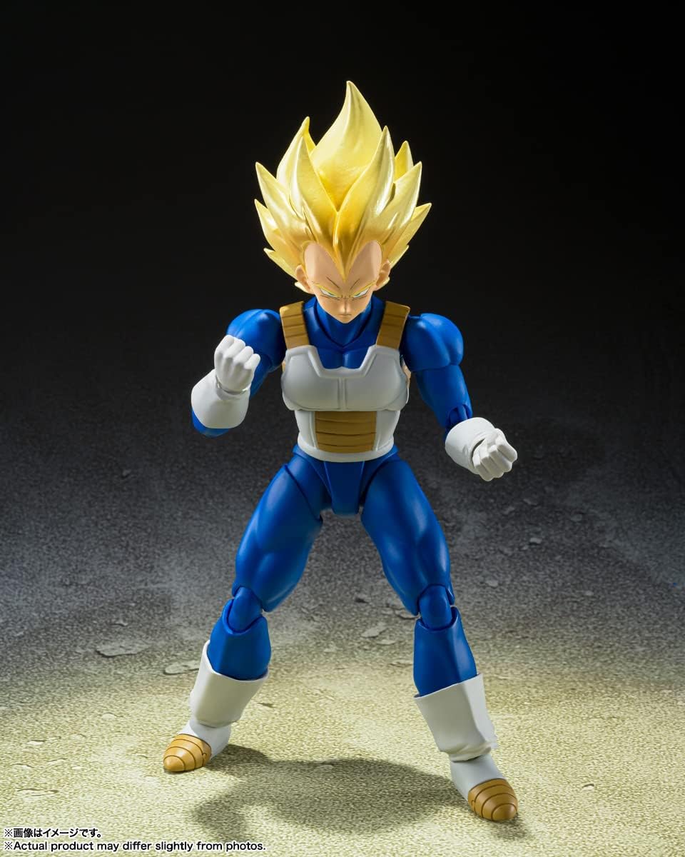 TAMASHII NATIONS S.H. Figuarts Dragon Ball Z Super Saiyan Vegeta - Awakening Super Saiyan Blood - Approx. 5.3 inches (135 mm), PVC & ABS Pre-painted Action Figure