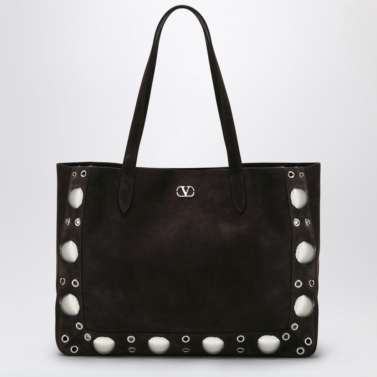 Valentino 茶色のスエードのバレンティーノガラヴァニミディアムネルコートトート - Image 2