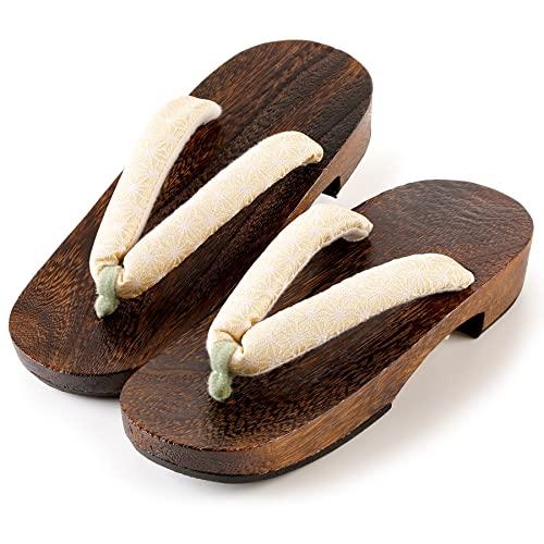 Kyoto Kimono Yuzen Geta Clogs, Women's, Yukata Accessories, Hemp Leaves, Solid Color, Dull Color