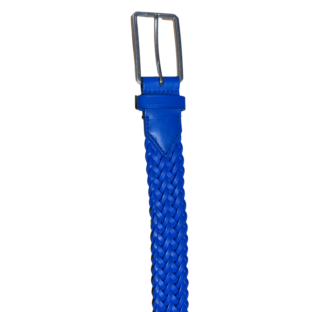 BOTTEGA VENETA 'BLUE' WOVEN CHEVRON BELT