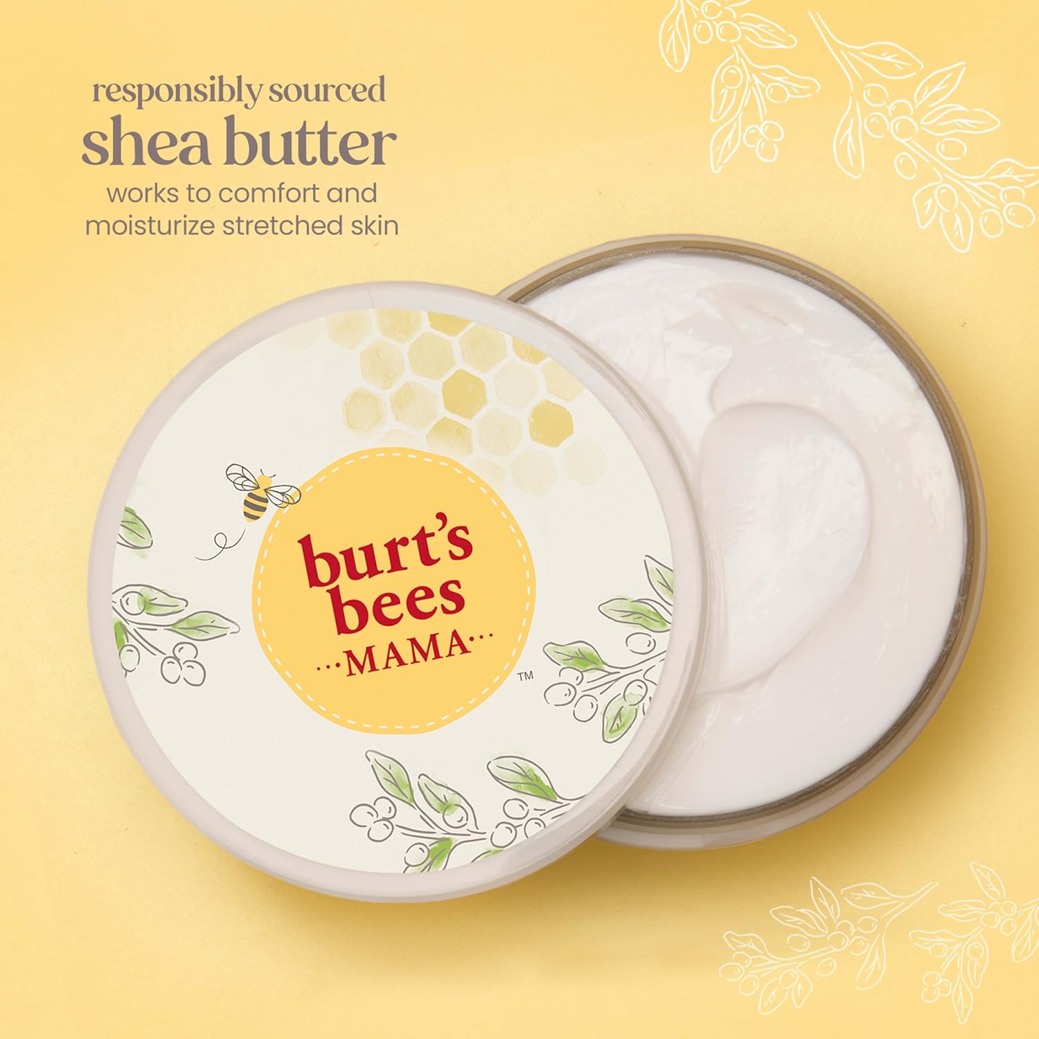 Crema Burt's Bees Mama Belly Butter para marcas de estiramiento durante el embarazo, masajea el cuerpo y reduce la apariencia de cicatrices, cuidado prenatal y postnatal de la piel del vientre