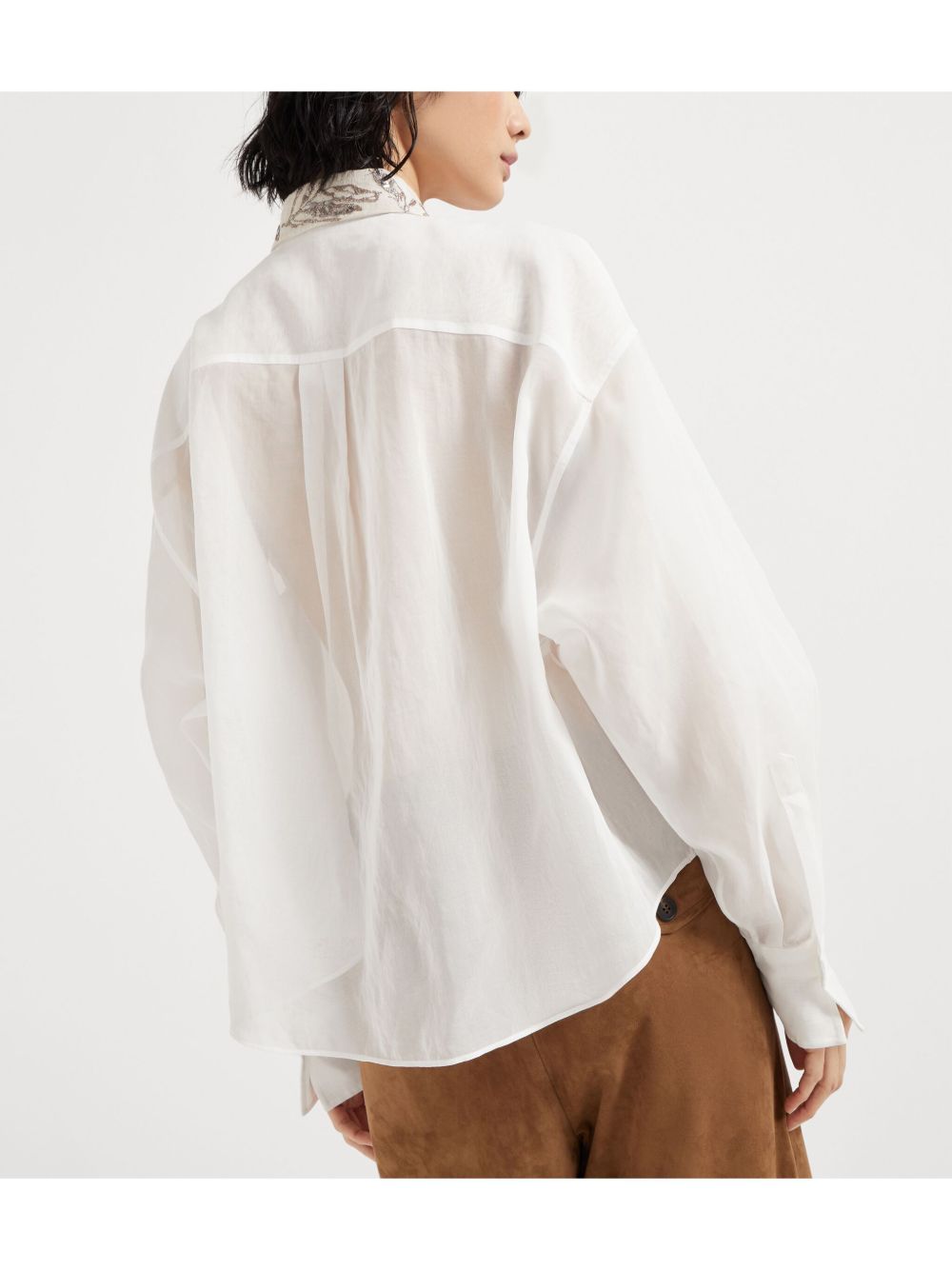 Brunello Cucinelli ブルネロ・クシネッリ・オーガンザ・コットン・シャツと刺繍付き - Image 2