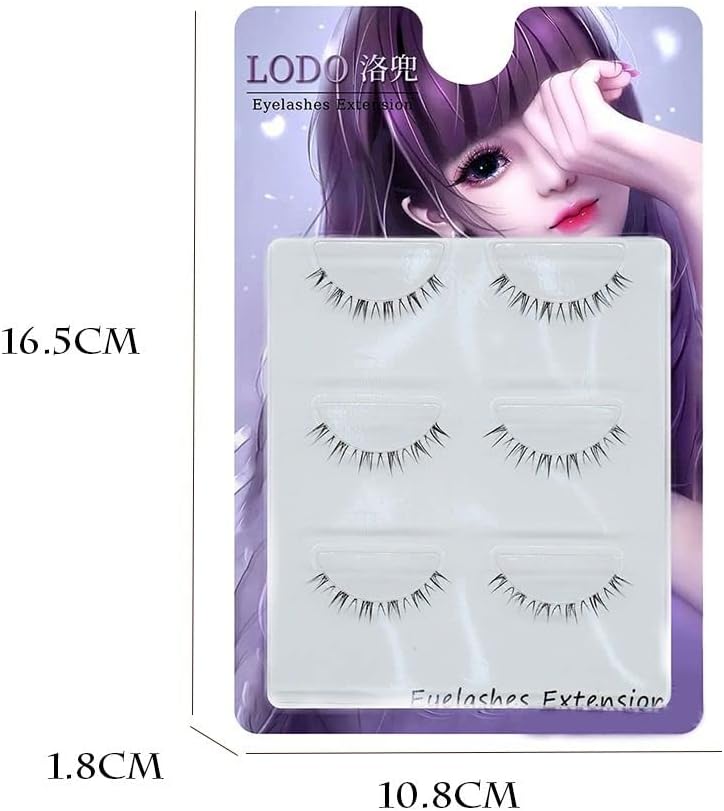 3 Pairs Tie Lower Eyelashes Transparent Stem Natural Cartoon Eyelashes Handmade Eye Makeup Tool