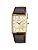 Seiko SWR064 Men's Wristwatch, Square Design, Quartz, Champagne Gold Dial x Brown Leather Band, Formal