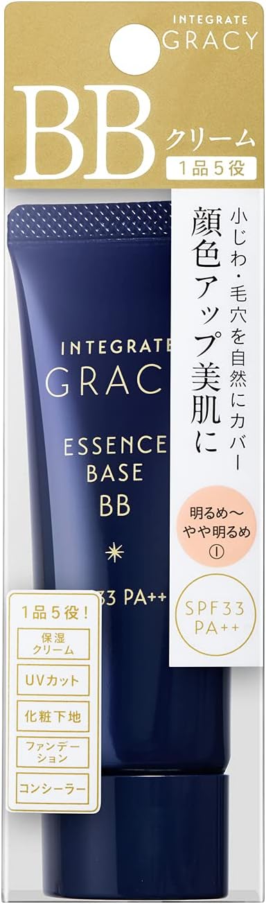 Shiseido Integrated Graicy Essence Base BB 1, Bright to Slightly Bright, SPF33, PA+++, 1.4 oz (40 g), Unscented, Pieces