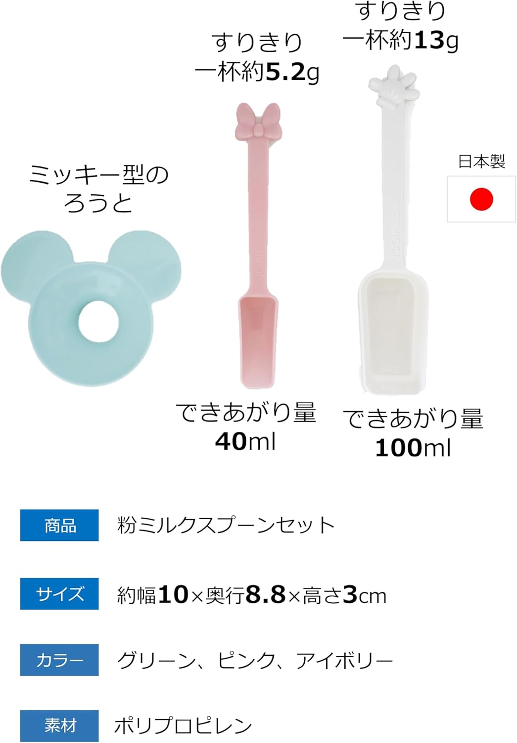 Nishiki Kasei Mickey & Minnie Powder Milk Spoon Set