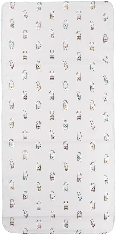 Isamu Shokai 100% Cotton, Made in Japan, Gauze Bath 6 Piece Set (Gauze Bath Towel, 2 Bath Gauze, 3 Gauze Handkerchiefs) White Bear Land Pattern