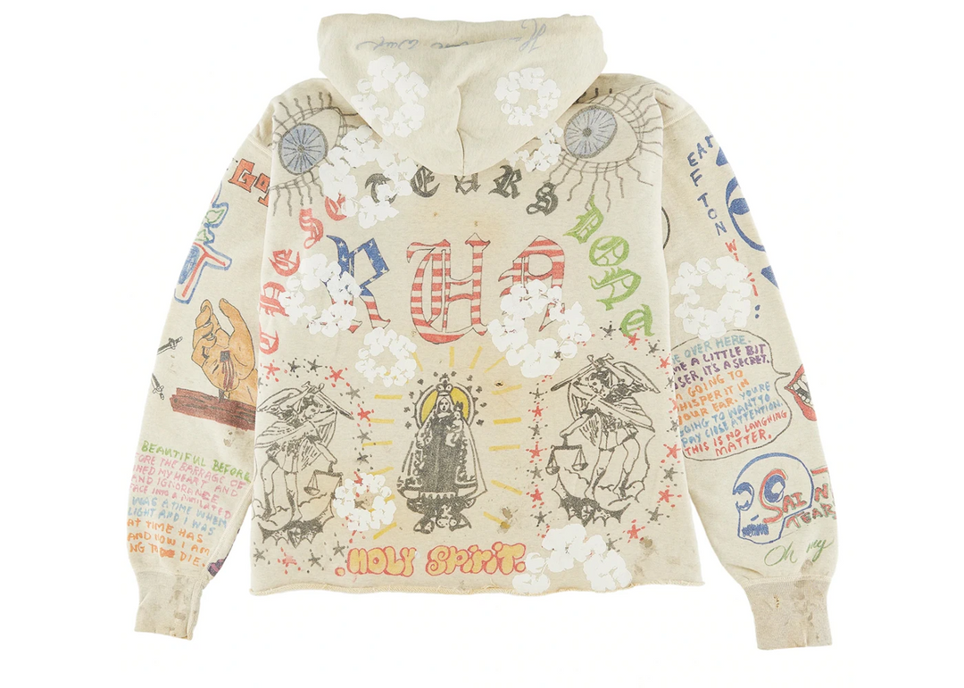 SAINT MICHAEL X DENIM TEARS GRAFFITI HOODIE GREY