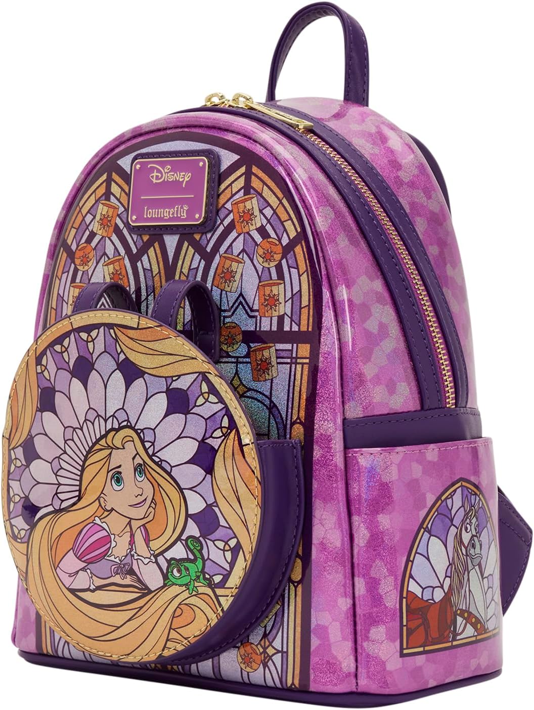 Loungefly Disney Stained Glass: Rapunzel Mini-mochila, exclusiva de Amazon