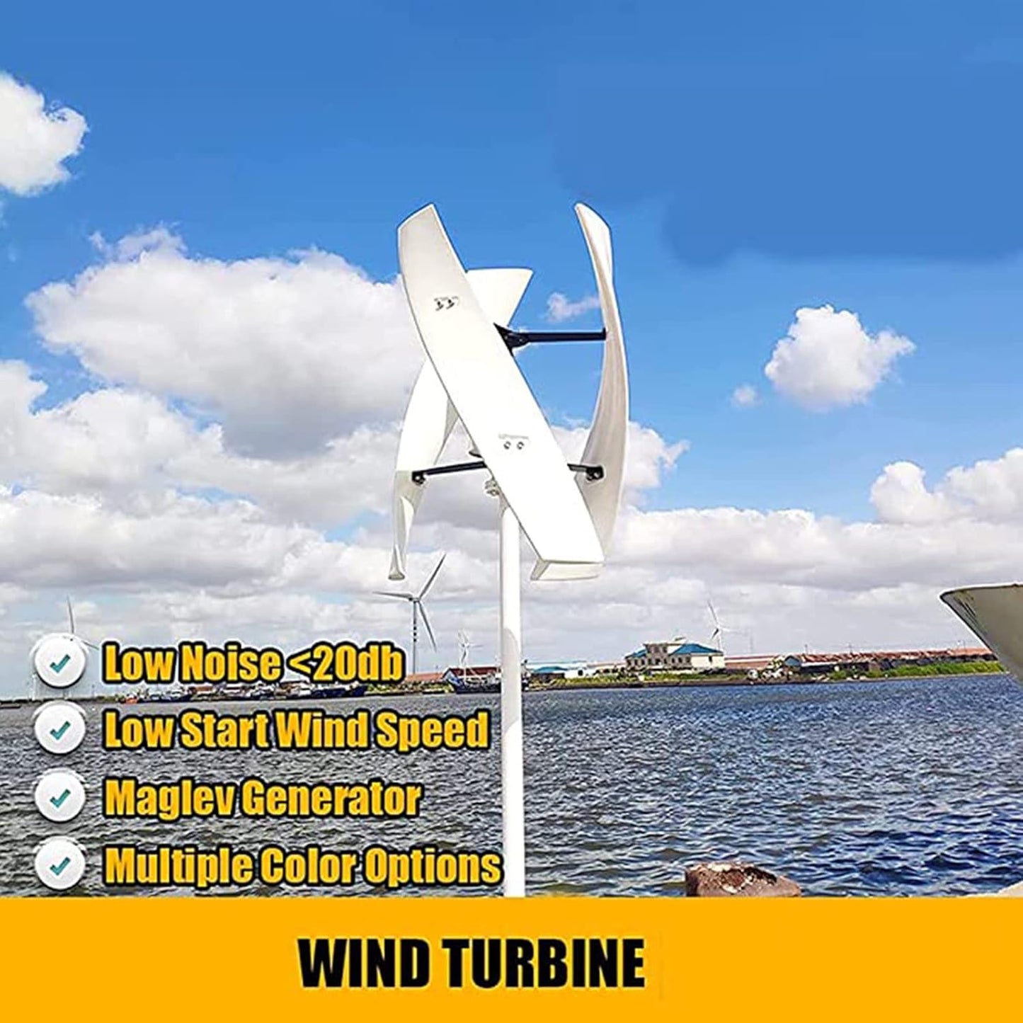 New Lightweight Portable Wind Turbine, Linear Wind Generator 3000W 12V 24V 48V 220V Vertical Axis Wind Turbine Camping Vertical Axis Wind Generator, 220V