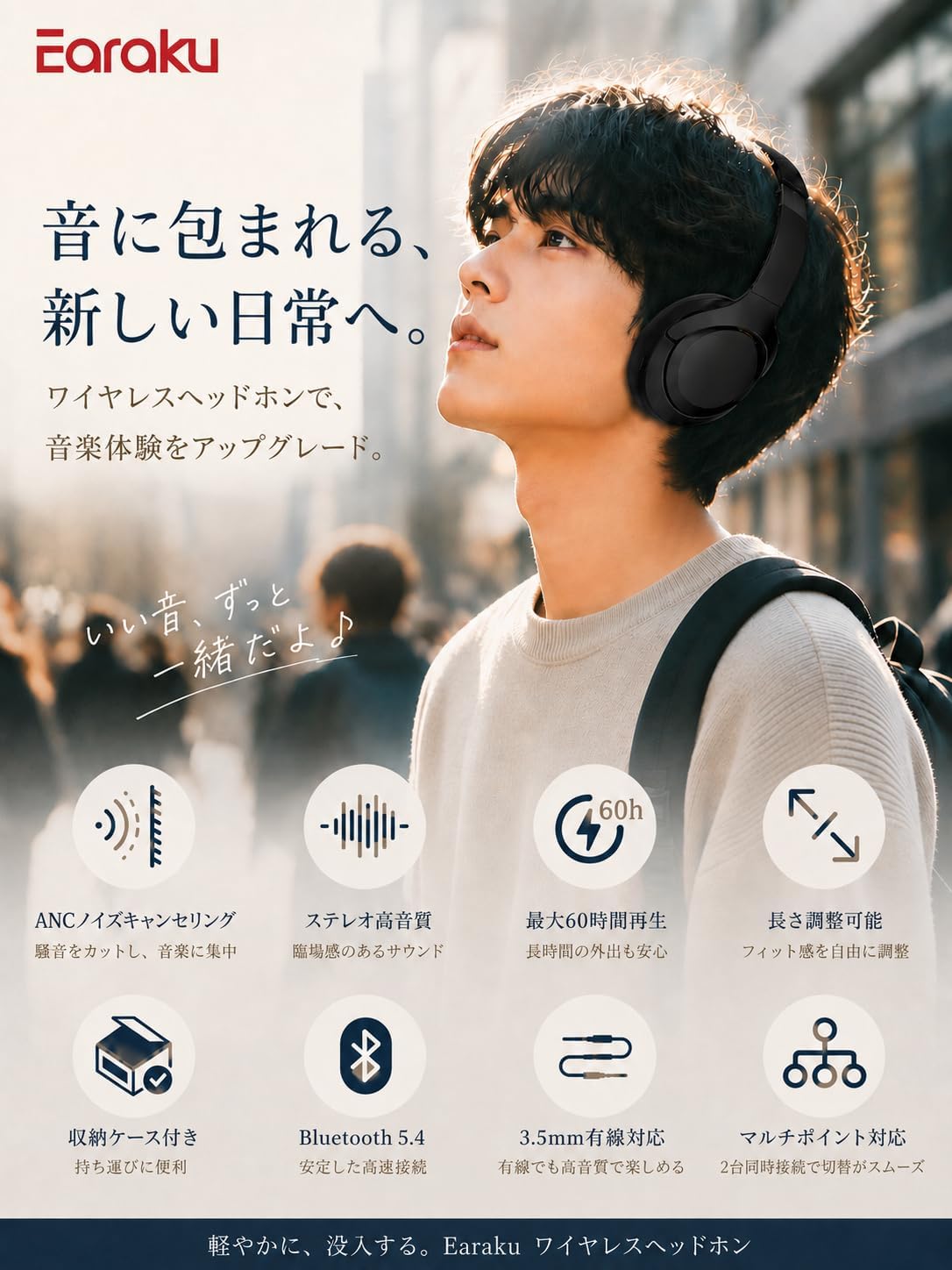 【Reduces Noise and Focuses on Music】Headphones Bluetooth ANC Noise Cancelling Wireless Headphones Over-ear Bluetooth 5.4/3.5mm Connection Wired/Wireless Dual Mode Ear-friendly Headphones Lightweight