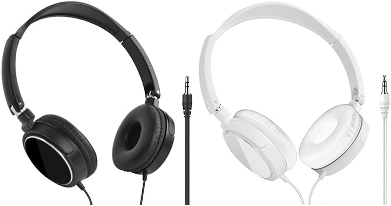 Wired Headphones Foldable Extendable Deep Bass Earphones Over-Ear Sealed Telework Online Classroom Children Musical Instrument Practice Music Watching Gaming (Black)