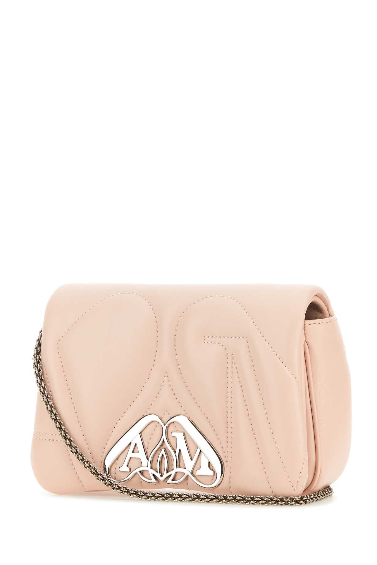 Alexander Mcqueen アレクサンダーマックイーンパステルピンクレザーミニシールクラッチ - Image 2