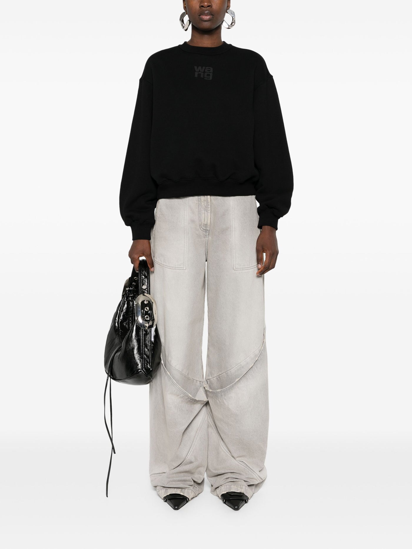 Alexander Wang アレクサンダーワンエッセンシャルテリークルースウェットシャツw/パフペイントロゴ - Image 2