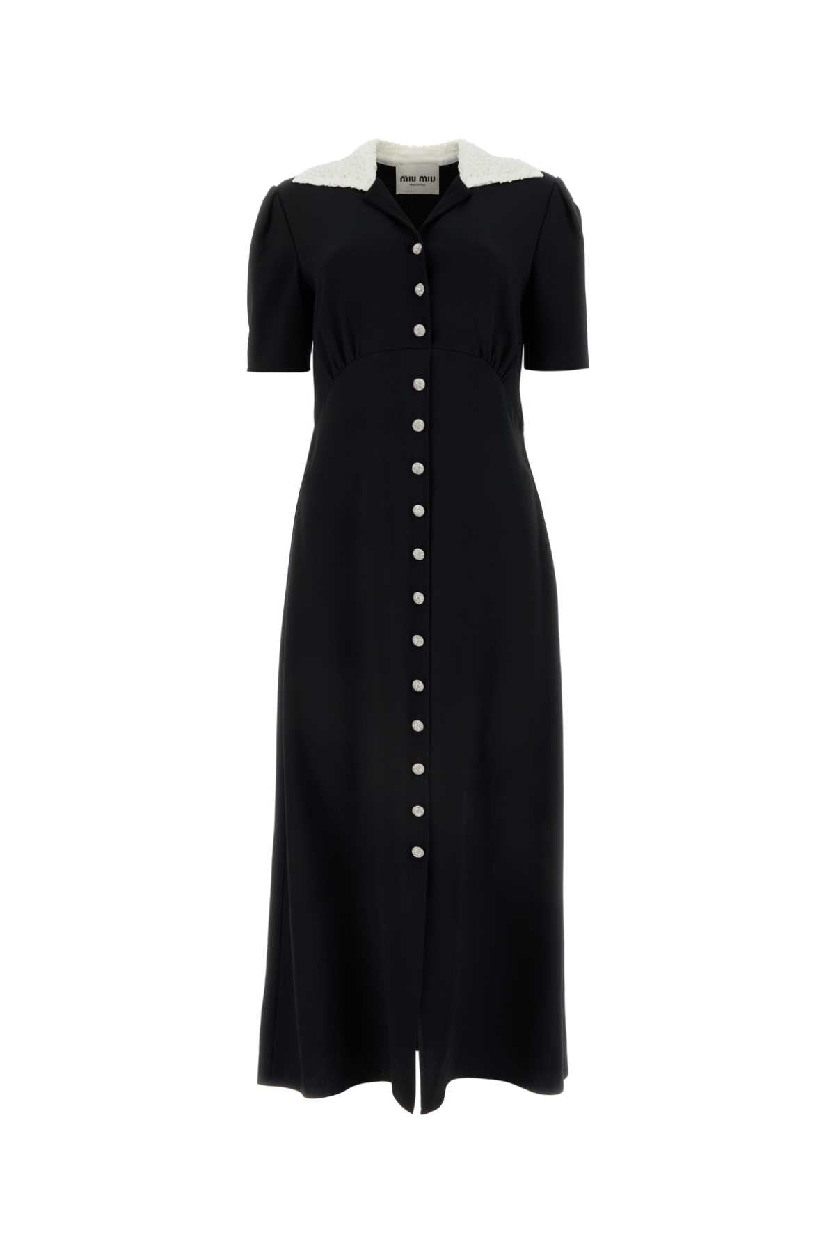 Miu Miu Miu Black Crepeシャツドレス - Image 2