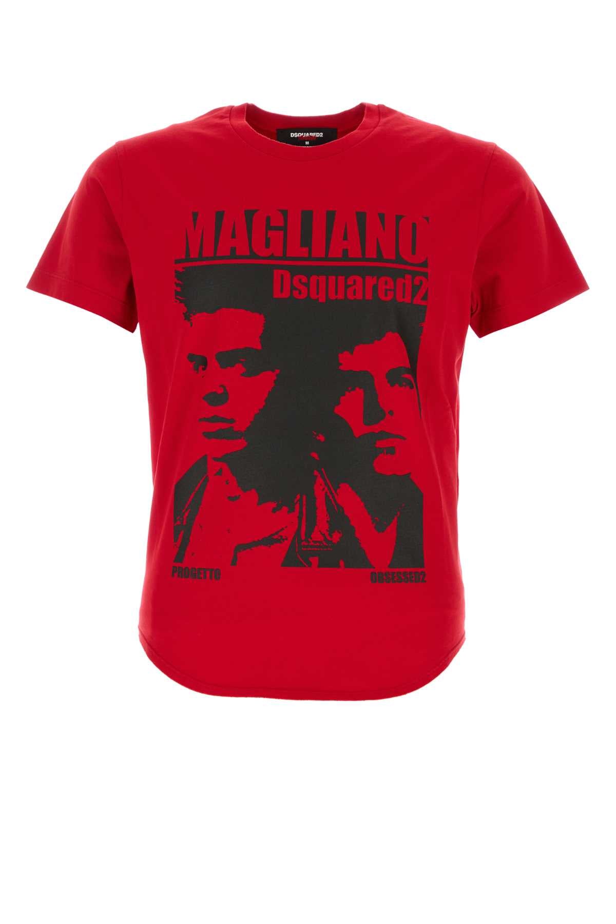 Dsquared2 ディースクエアード レッド コットン Dsquared X Magliano T シャツ - Image 2