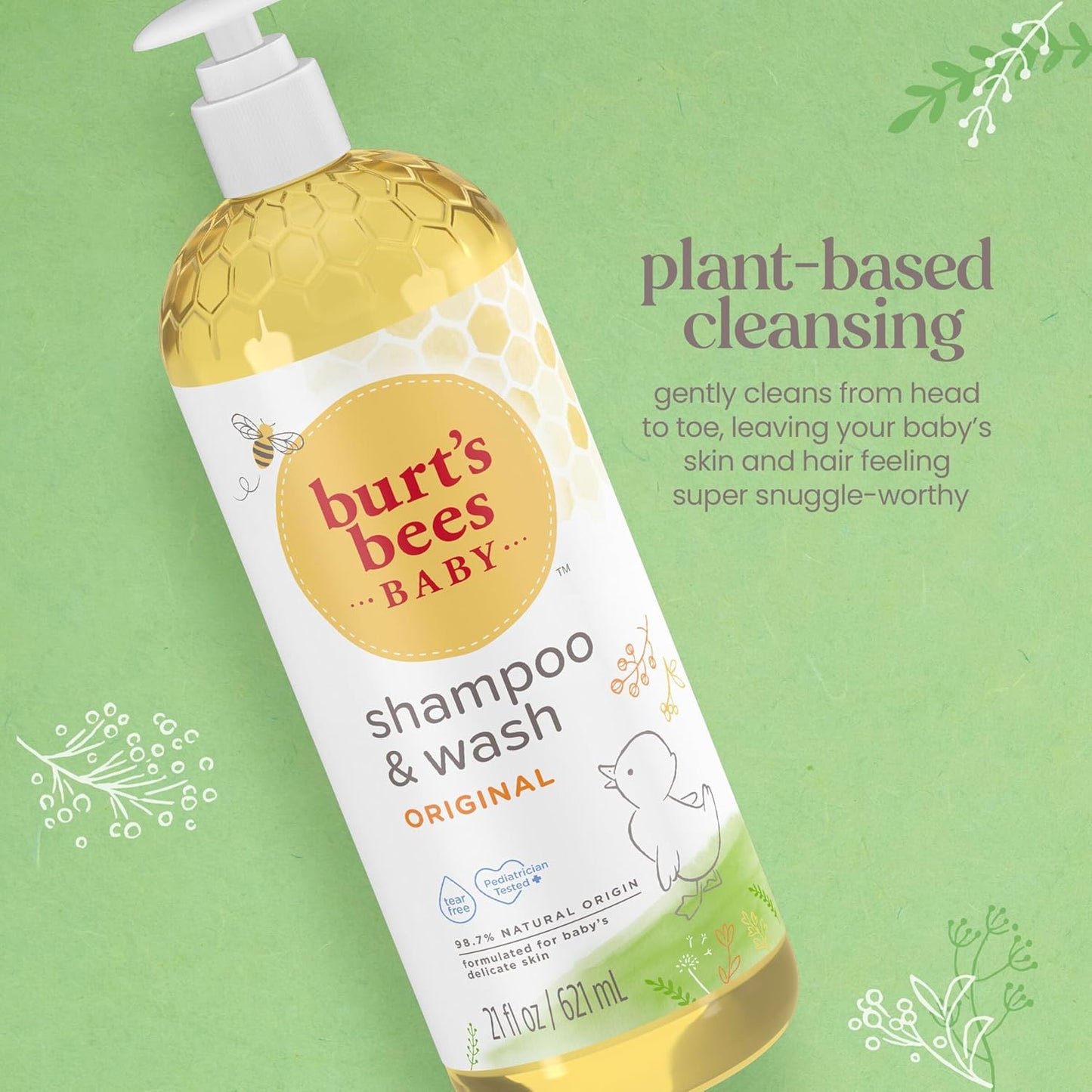 Burt's Bees Champú y lavado de bebés, jabón para bebés de lágrimas originales - 21 onzas (paquete de 1), el embalaje puede variar.