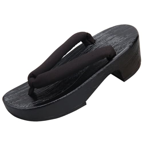 [FANGLI] FL1131 Geta Geta, 2.0 inches (5 cm) Thick Sole, Women's, Non-Painful, Yakitau, Black Stand, Plain Thong, Yukata, Geta Clogs, Women's, Stylish Clogs, Japanese Clothes, Accessories, Fireworks
