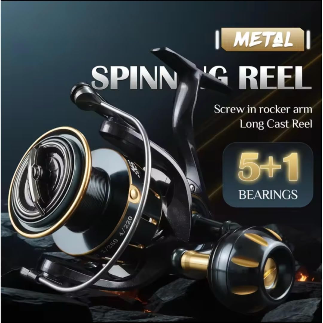 Fi's+7 SWスピニングリール 5000 3000 最大ドラグ力10kg ギア比5.1:1 左右交換 ねじ込み式ハンドル 5+1BBボールベアリング オフショア ショア サーフ 多魚種対応 海水 [並行輸入品]