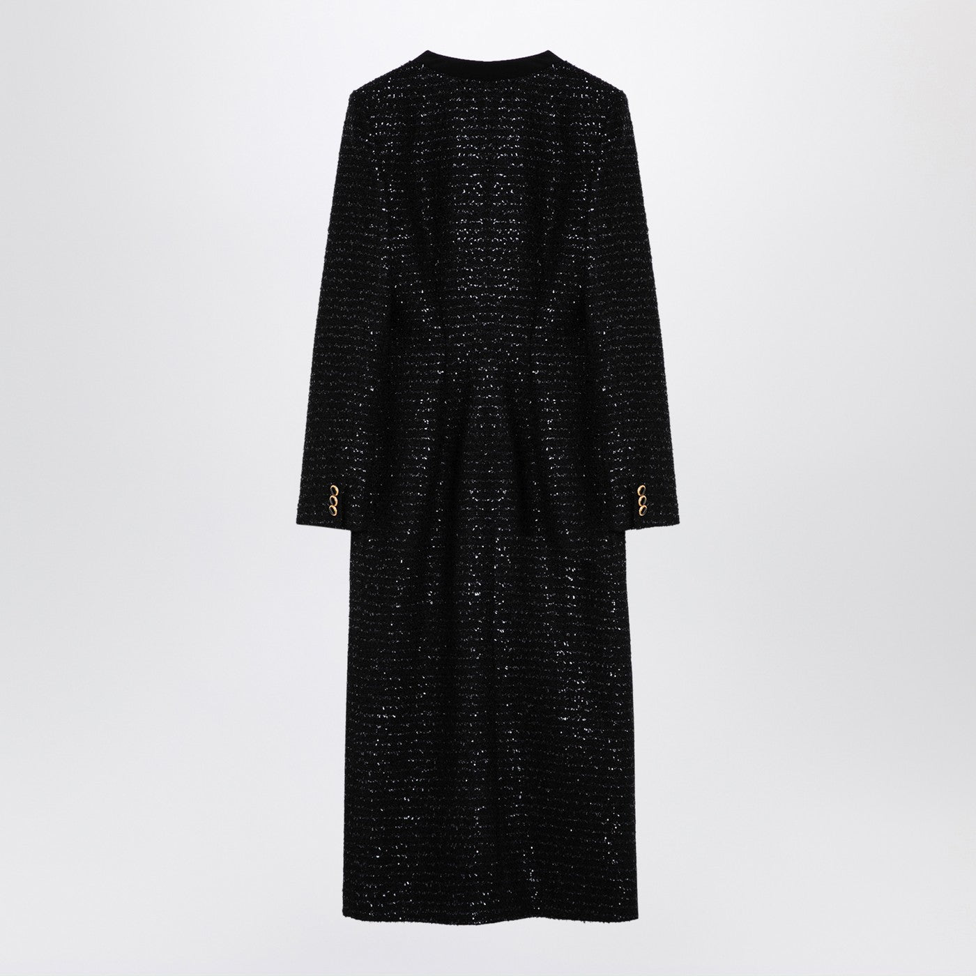 Alessandra Rich アレッサンドラリッチブラックスパンコールツイードミディドレスボタン - Image 2