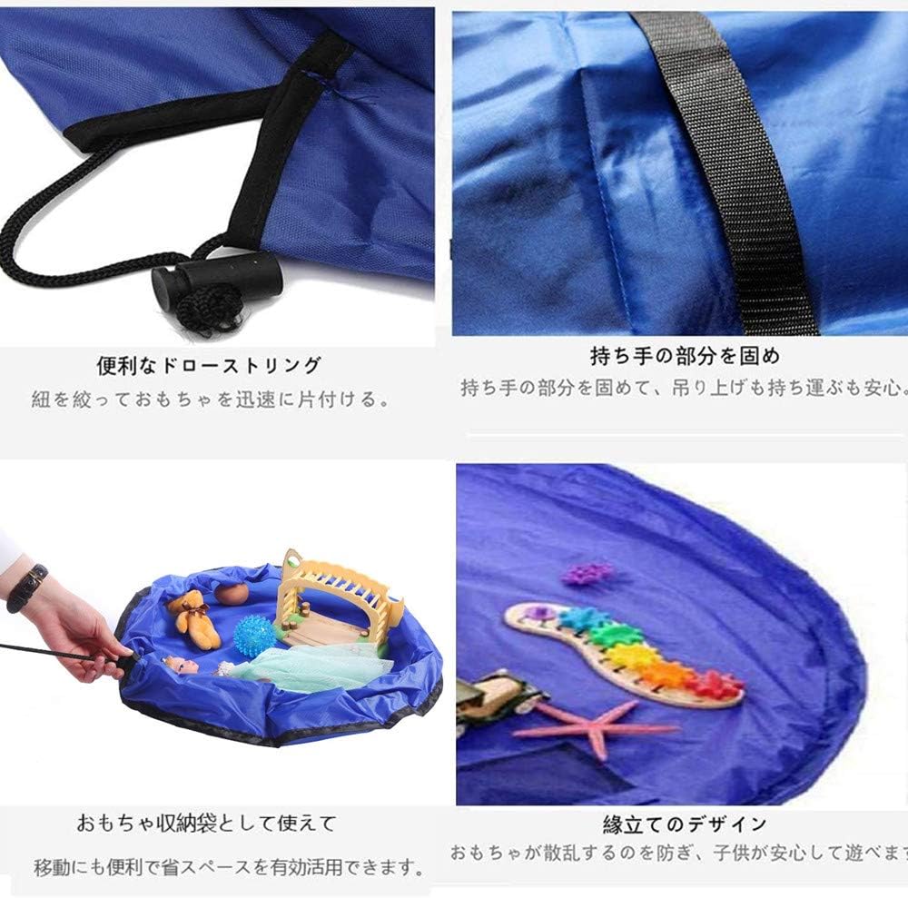 Samcos Toy Storage Bag, Children's Play Mat, Large Capacity, 59.1 inches (150 cm), Diameter 59.1 inches (150 cm), Foldable Toy Storage Bag, Easy Cleanup, Storage Supplies