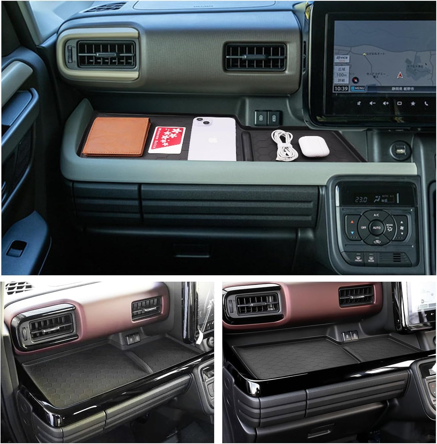 ruiya 2023 Suzuki New Spacia Spacia Custom MK54S MK94S Passenger Open Tray Mat Rubber Mat Dashboard Tray Mat Pocket Passenger Interior Tray Mat Storage Accessory Rubber Material No Rattling Noise