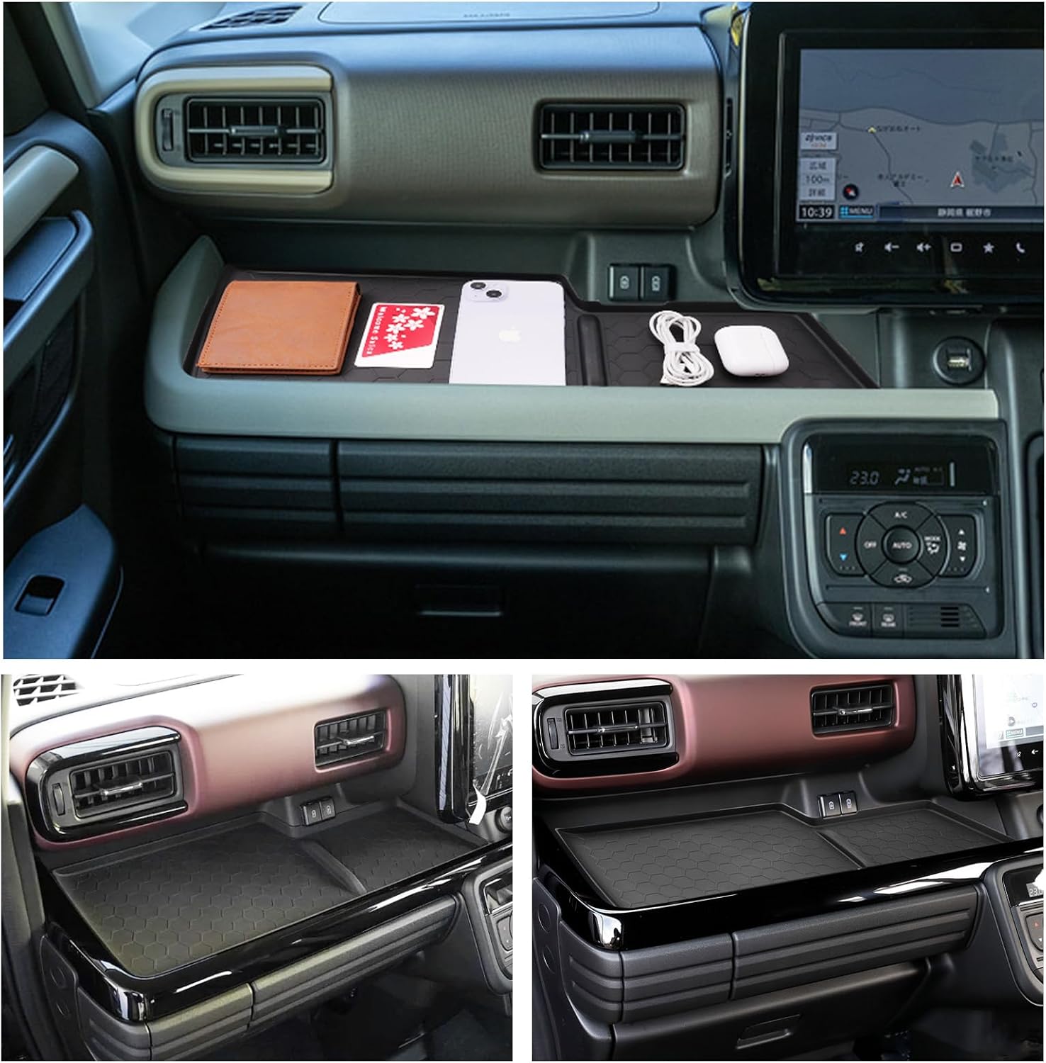ruiya 2023 Suzuki New Spacia Spacia Custom MK54S MK94S Passenger Open Tray Mat Rubber Mat Dashboard Tray Mat Pocket Passenger Interior Tray Mat Storage Accessory Rubber Material No Rattling Noise