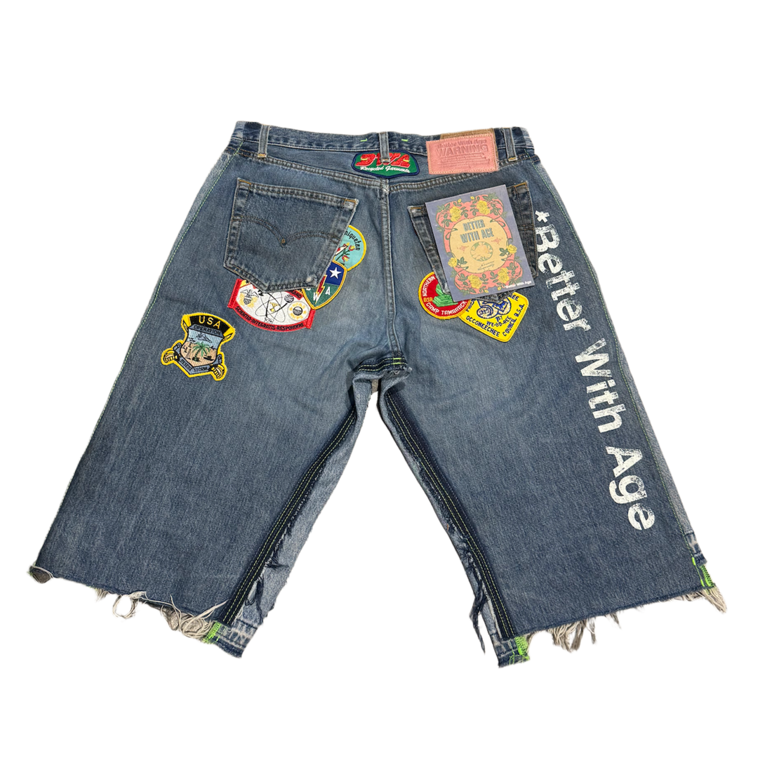 *BETTER WITH AGE 'GENTLEMAN'S' TRIPLE WIDE TWO TONE DENIM SHORTS