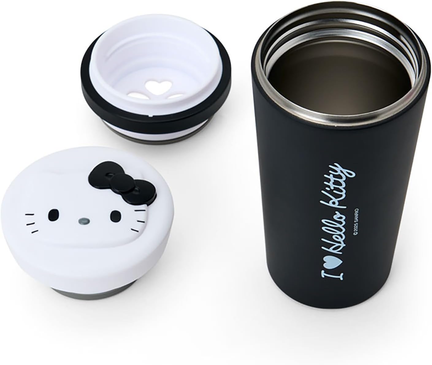 Sanrio 411884 Stainless Steel Tumbler, I Love Hello Kitty Black