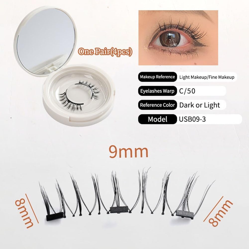 Magnetic False Eyelashes, Magnetic Eyelashes, Natural, No Glue Required, Magnetic, Reusable, Lightweight, Luxury Fiber, Soft, 3D False Eyelashes, Long Lasting, Waterproof, Sweatproof, Portable, Makeup