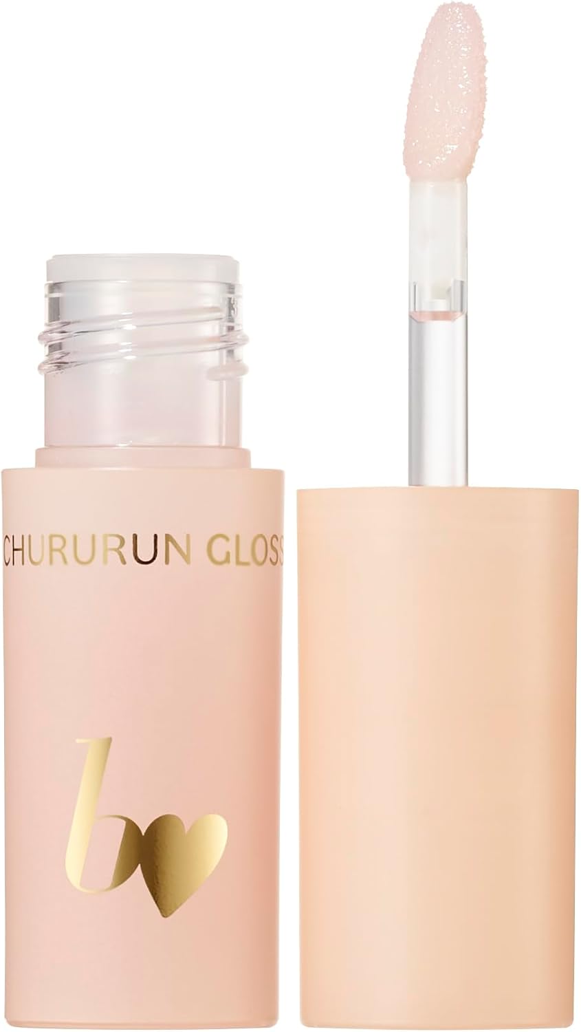b idol Chururun Gloss 01 Nude Skin, 0.1 oz (2.5 g), Lip Gloss, Clear, Skin Care, Plump, Shiny, Moisturizing, Beauty Ingredient