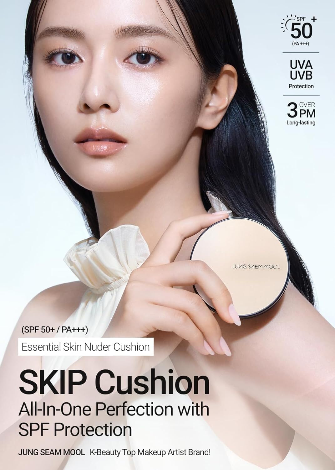JUNG SAEM MOOL Japan Official Skin Nudor Cushion Refill Included SPF 50+/PA+++ (Light) [JUNGSAEMMOOL] (Cushion Foundation Makeup Base Makeup Korean Cosmetics)
