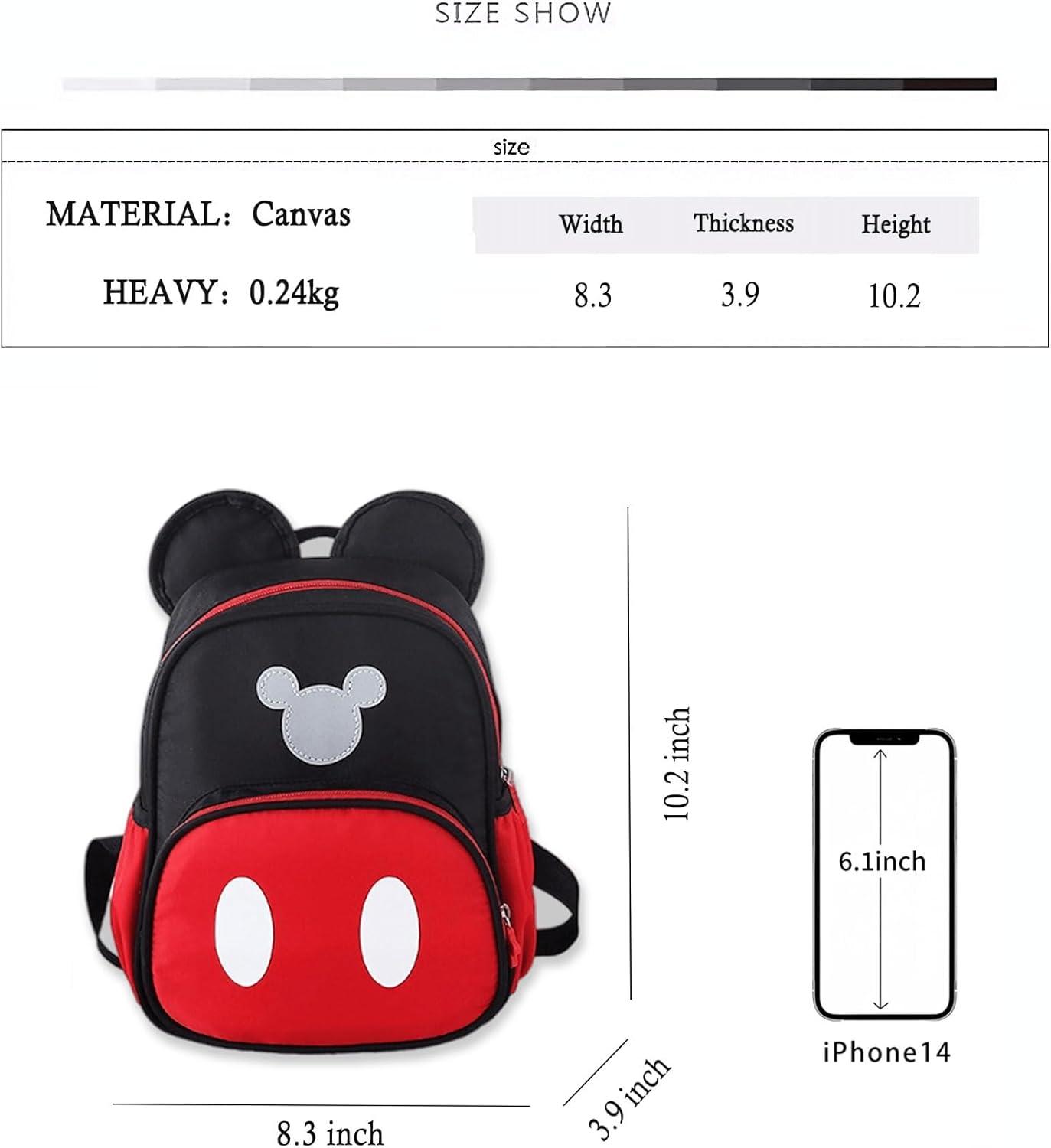 Lindas mochilas mini, bolsa de dibujos animados roja, mochila de viaje con moño de orejas de ratón, Mochilas Daypack