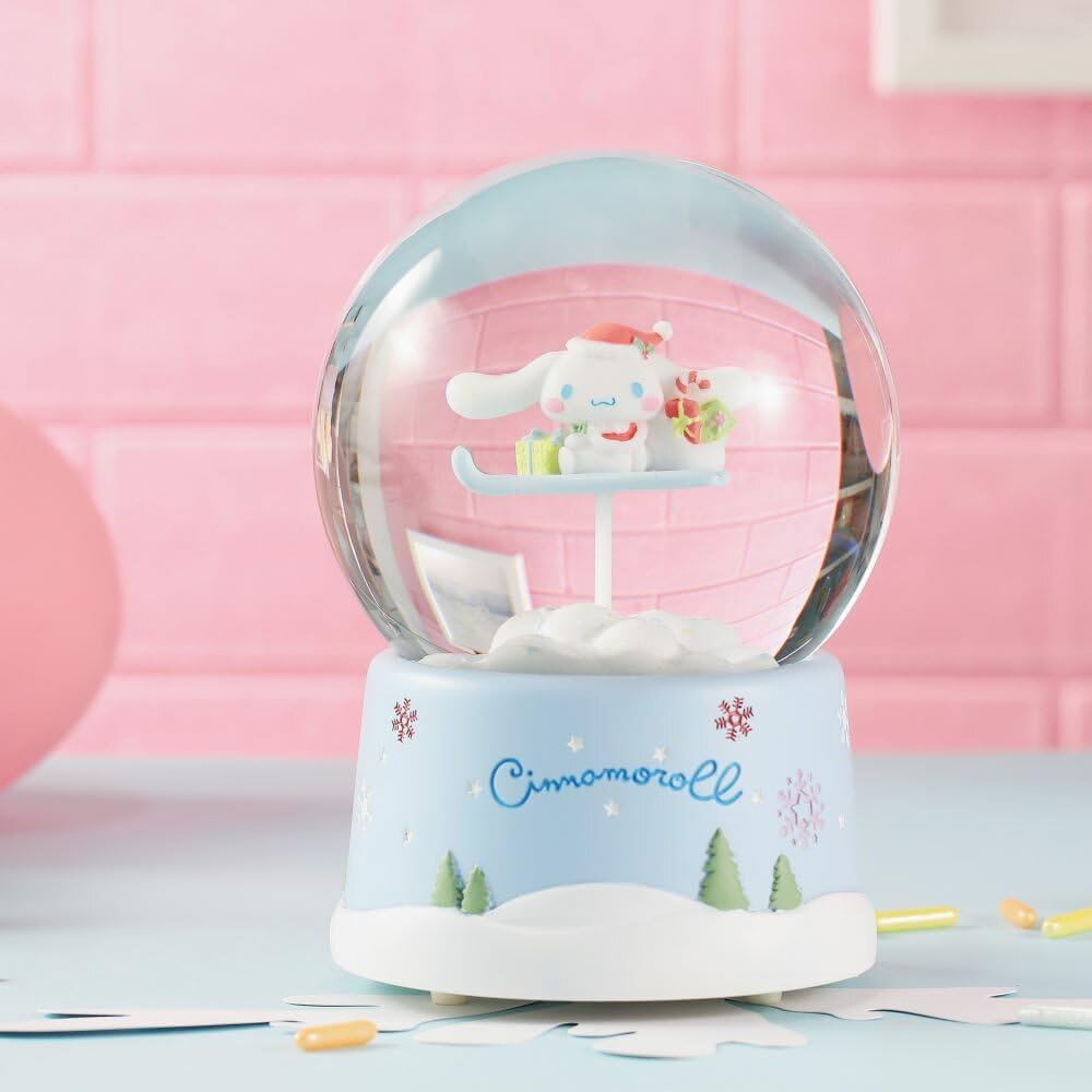 Sanrio Characters x JARLL KT22113-JP Cinnamon Roll Christmas Sleigh Snow Globe Music Box Interior Figurine Decoration Present Wedding Gift Birthday Approx. 7.1 inches (18 cm) Height