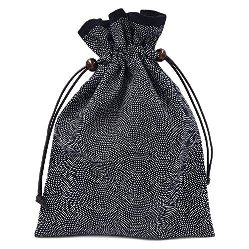 Handmade Workshop FUJITA Drawstring Bag, Lined, Japanese Pattern, Shark Skin Crest x Black, Made in Japan, Misu Book Bag