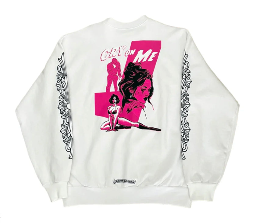 CHROME HEARTS DEADLY DOLL 'CRY ON ME' WHITE CREWNECK