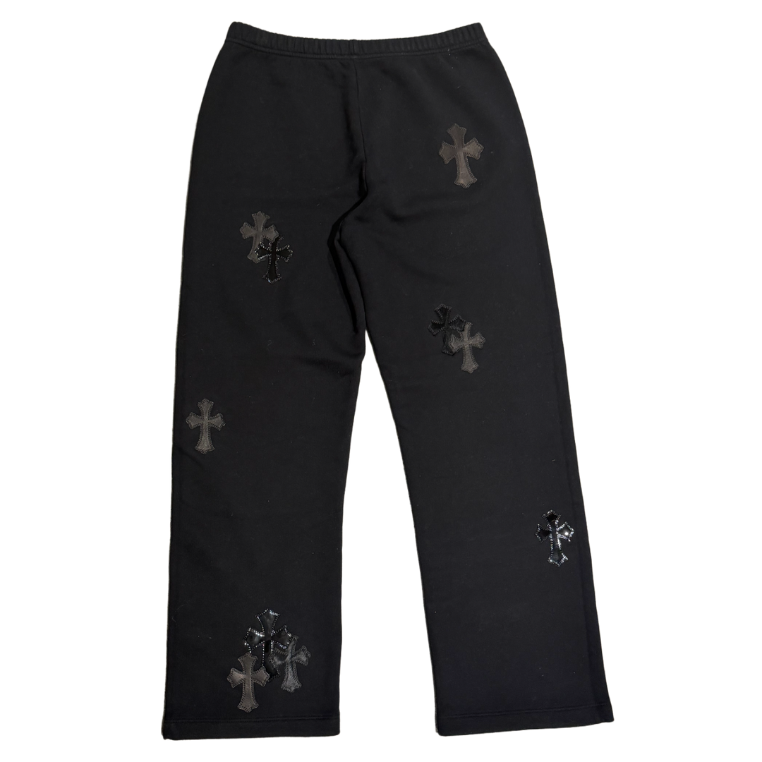 CHROME HEARTS 'BLACK CROSS PATCHES' BLACK SWEATPANTS