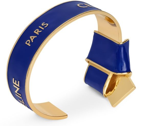 Celine ribbon knotted cuff in enamel and brass with gold finish - Image 2