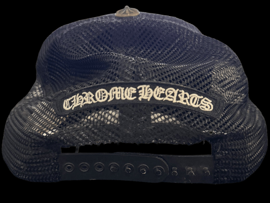 CHROME HEARTS MATTY BOY 'CHEETAH FUR CHOMPER' LEATHER PATCH HAT