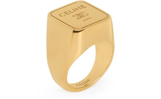 CELINE Triomphe square signet ring in brass with gold finish - Image 2